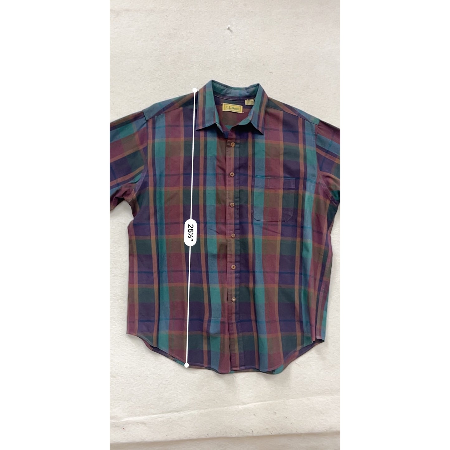 L.L. Bean Plaid Long-Sleeve Button-Up Shirt Size L #231A