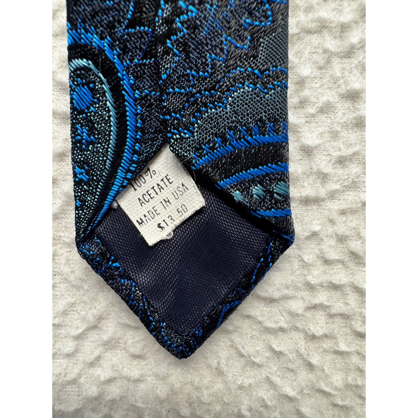 Vintage Norseman Blue/Black Paisley Necktie Made In USA 58" #9108