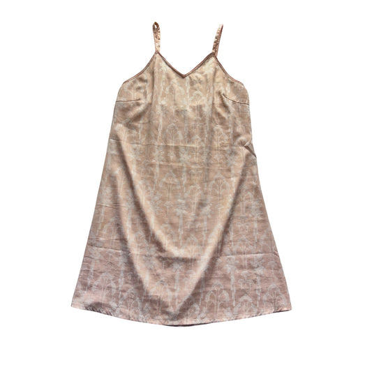 World Market Beige Floral Satin Slip Dress S/M #7825