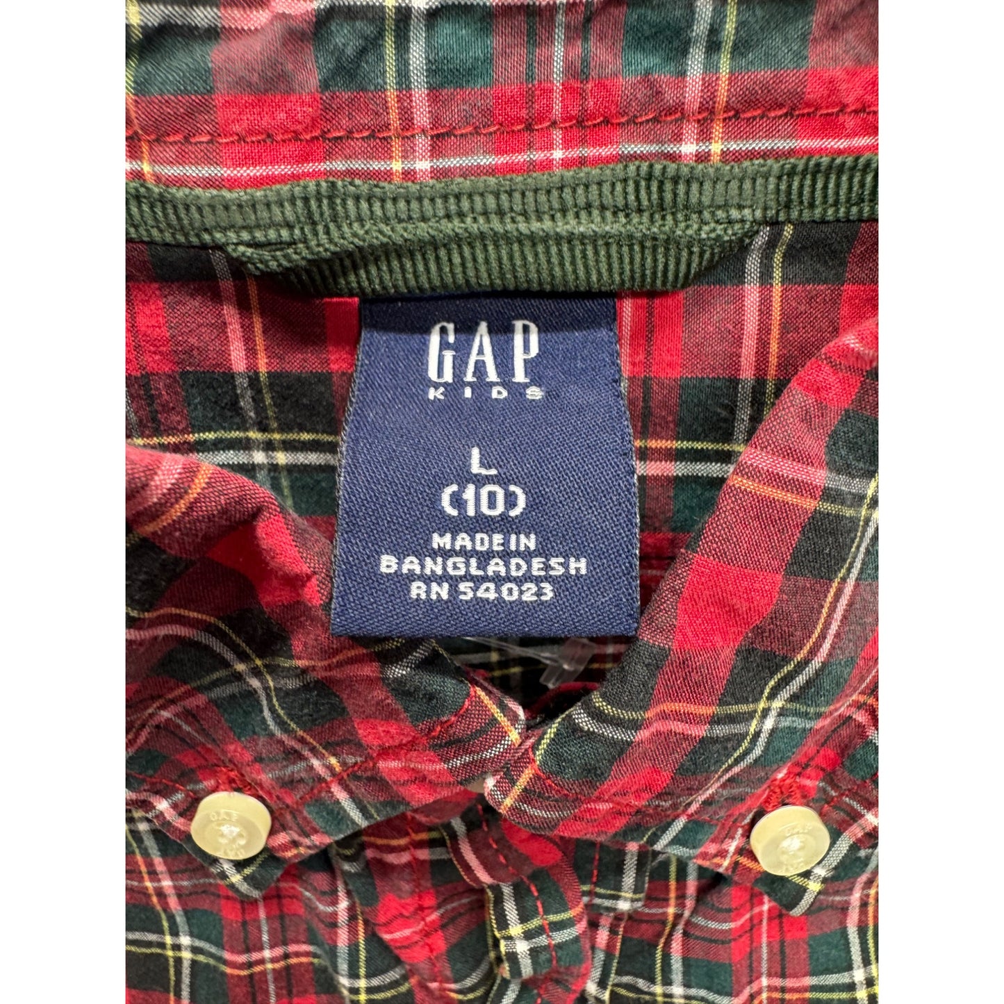 Gap Kids L Plaid Button-Down Shirt #7959