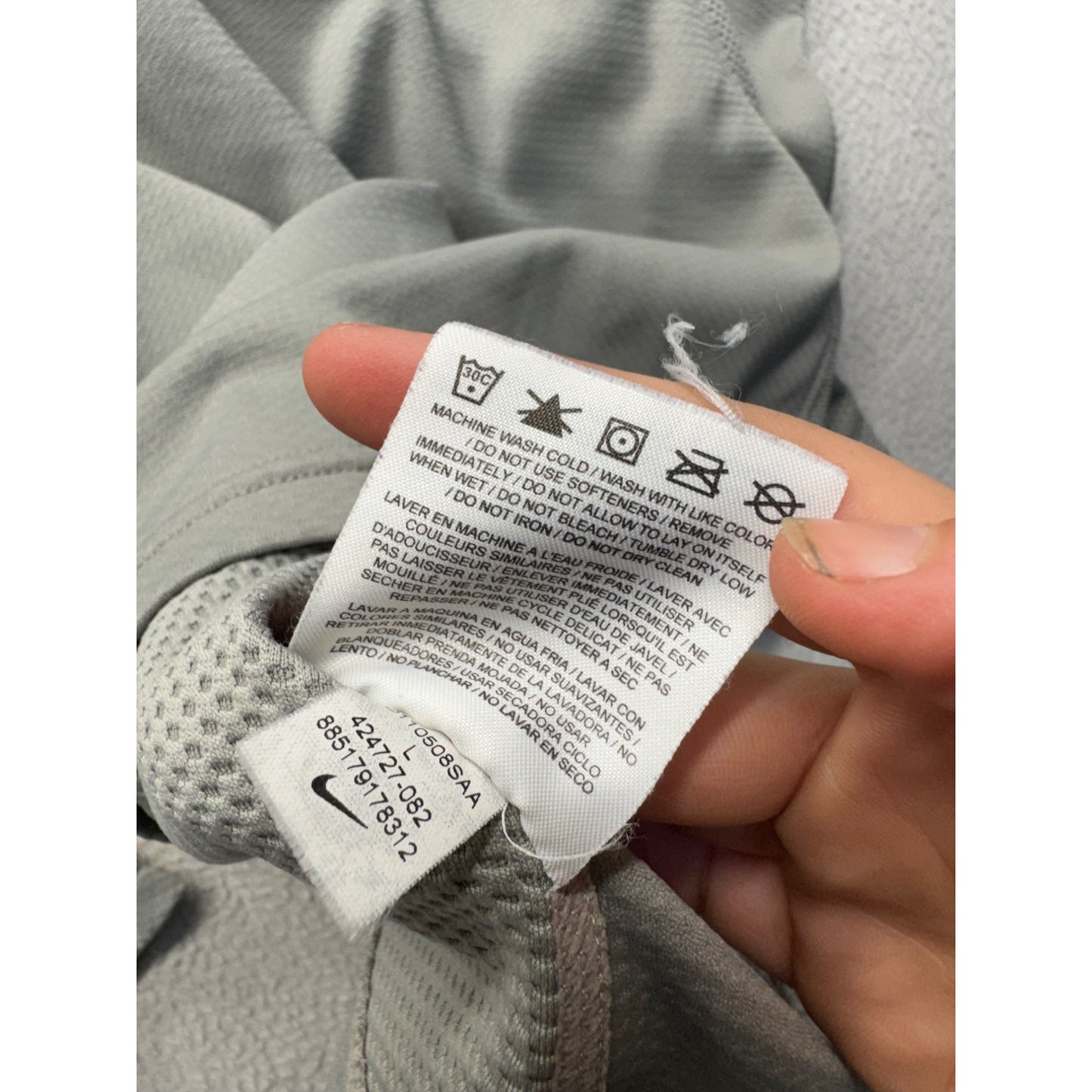 Nike Dri-Fit Gray 1/4 Zip Pullover Mens Long Sleeve Size L #9533