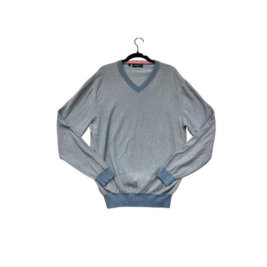 Bobby Jones Medium Light Blue Striped V-Neck Sweater #8692