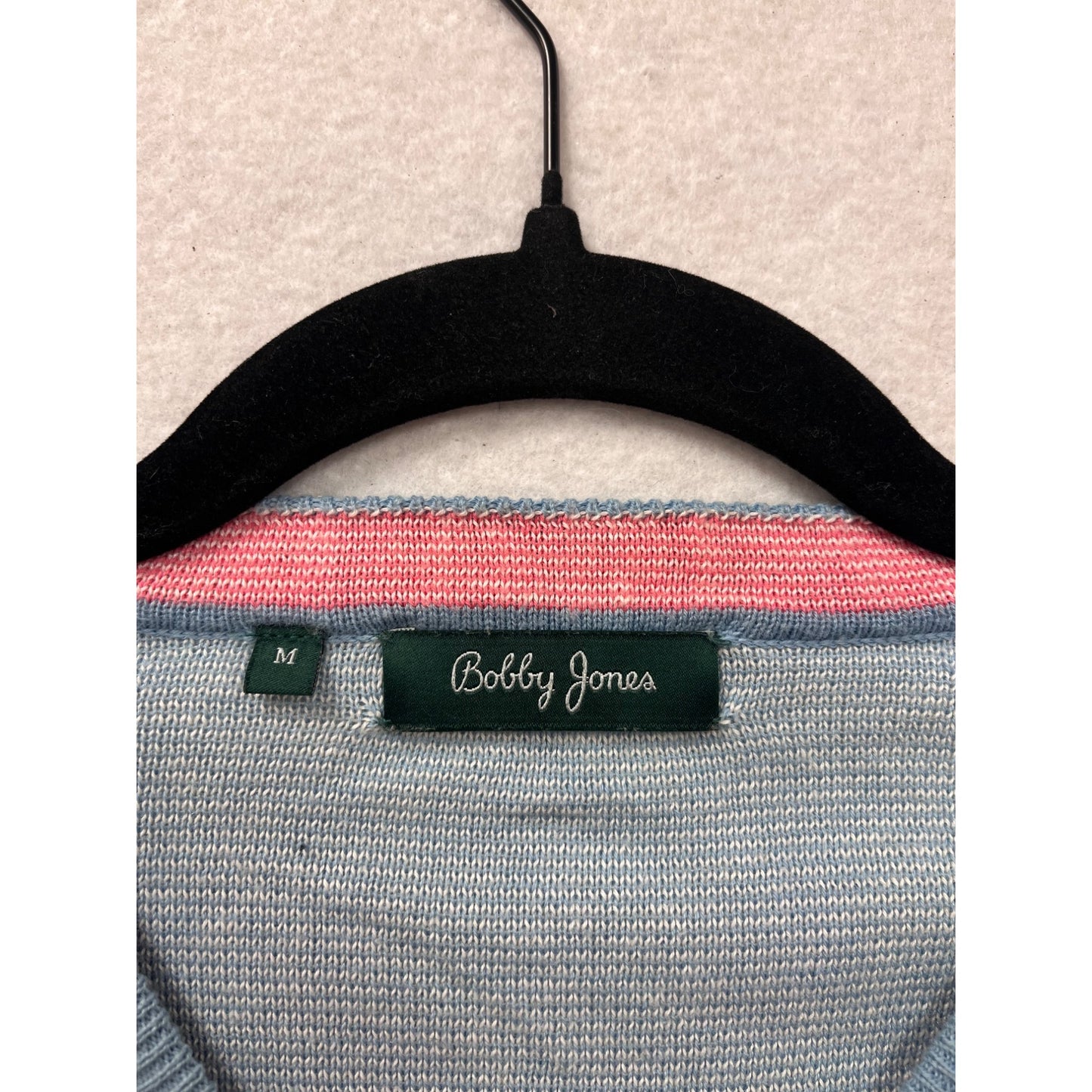 Bobby Jones Medium Light Blue Striped V-Neck Sweater #8692