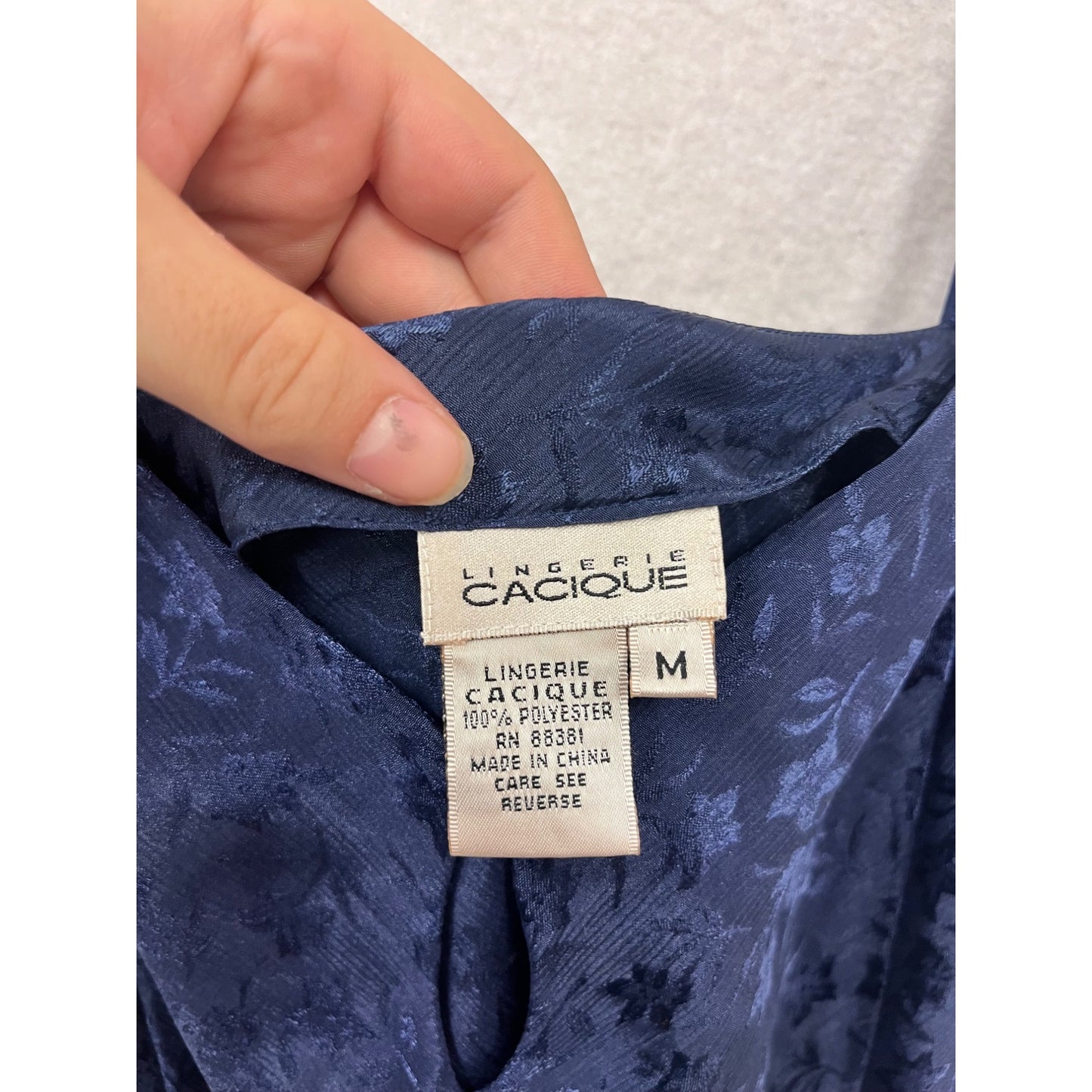 Lingerie Cacique Navy Floral Jacquard Slip Dress M #500A