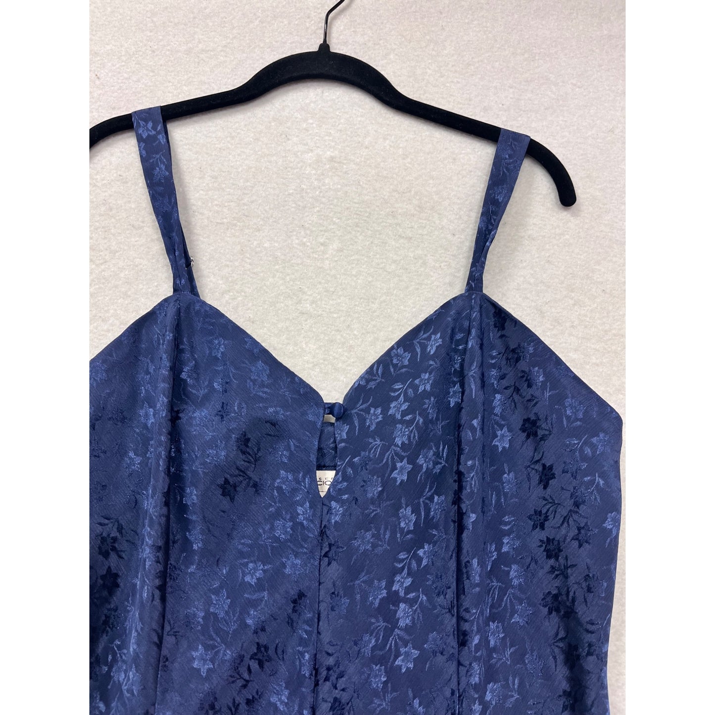 Lingerie Cacique Navy Floral Jacquard Slip Dress M #500A