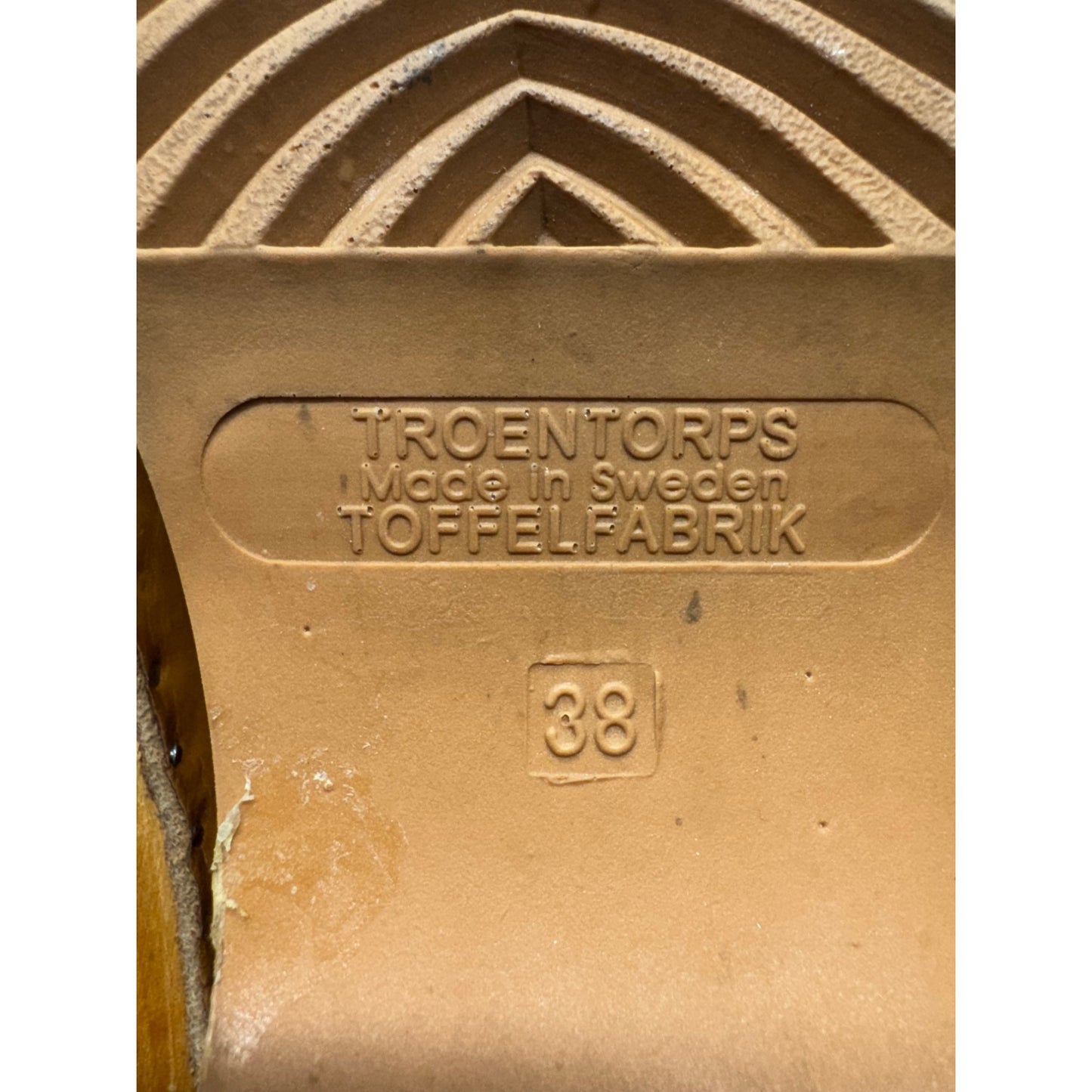 Troentorps Tan Leather Swedish Clogs Size 38 With Black Trim 9440