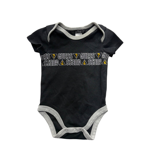 Baby Guess Black Short-Sleeve Bodysuit 0-3M Cotton/Poly Blend #7449