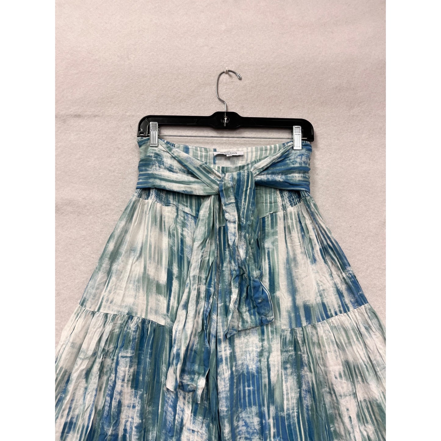 Oliveaceous Tie-Dye Wide-Leg Rayon Pants With Waist Sash Size L #140A