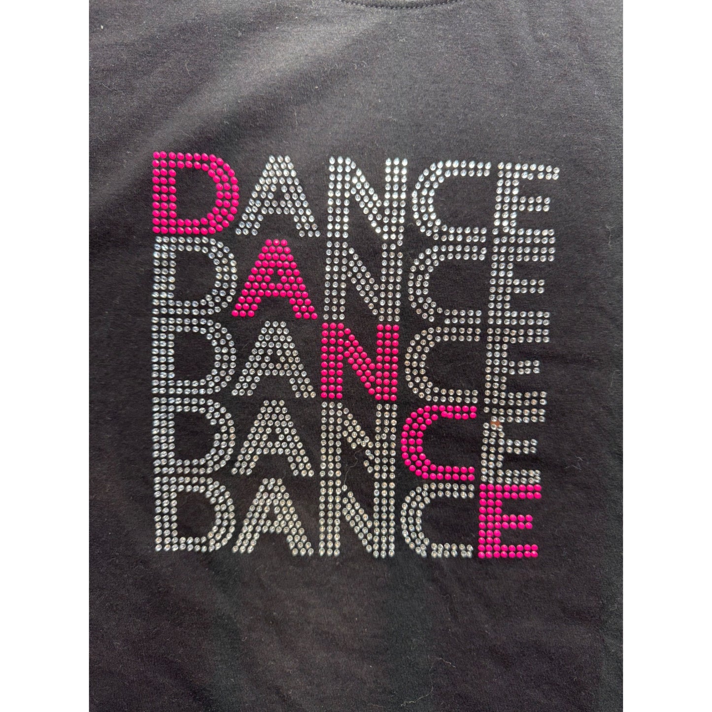 Zorrel Black Dance Graphic T-Shirt With Rhinestone Design Size L #9530