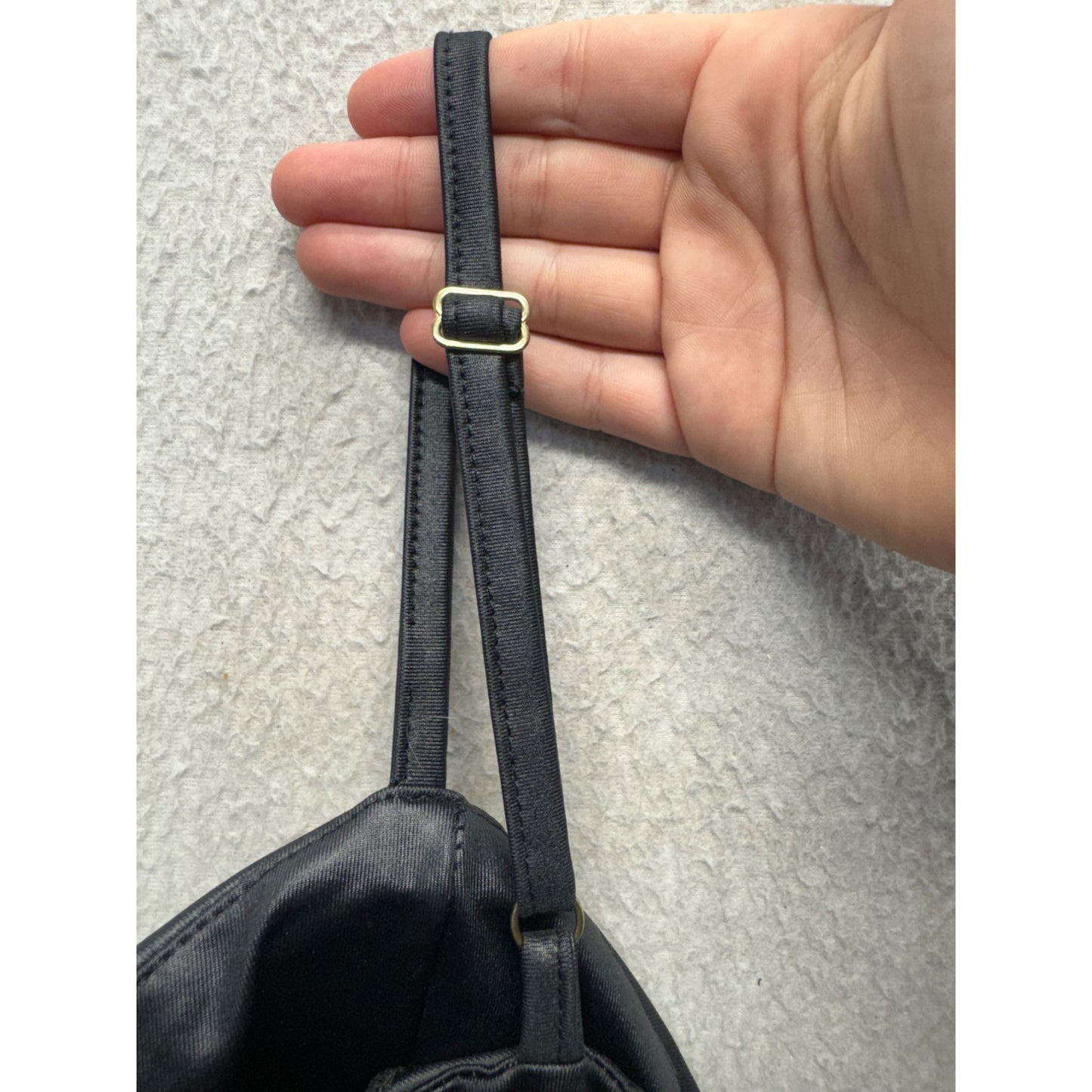 Black Satin Cropped Tank Top With Adjustable Straps & Back Zipper Closure #9988