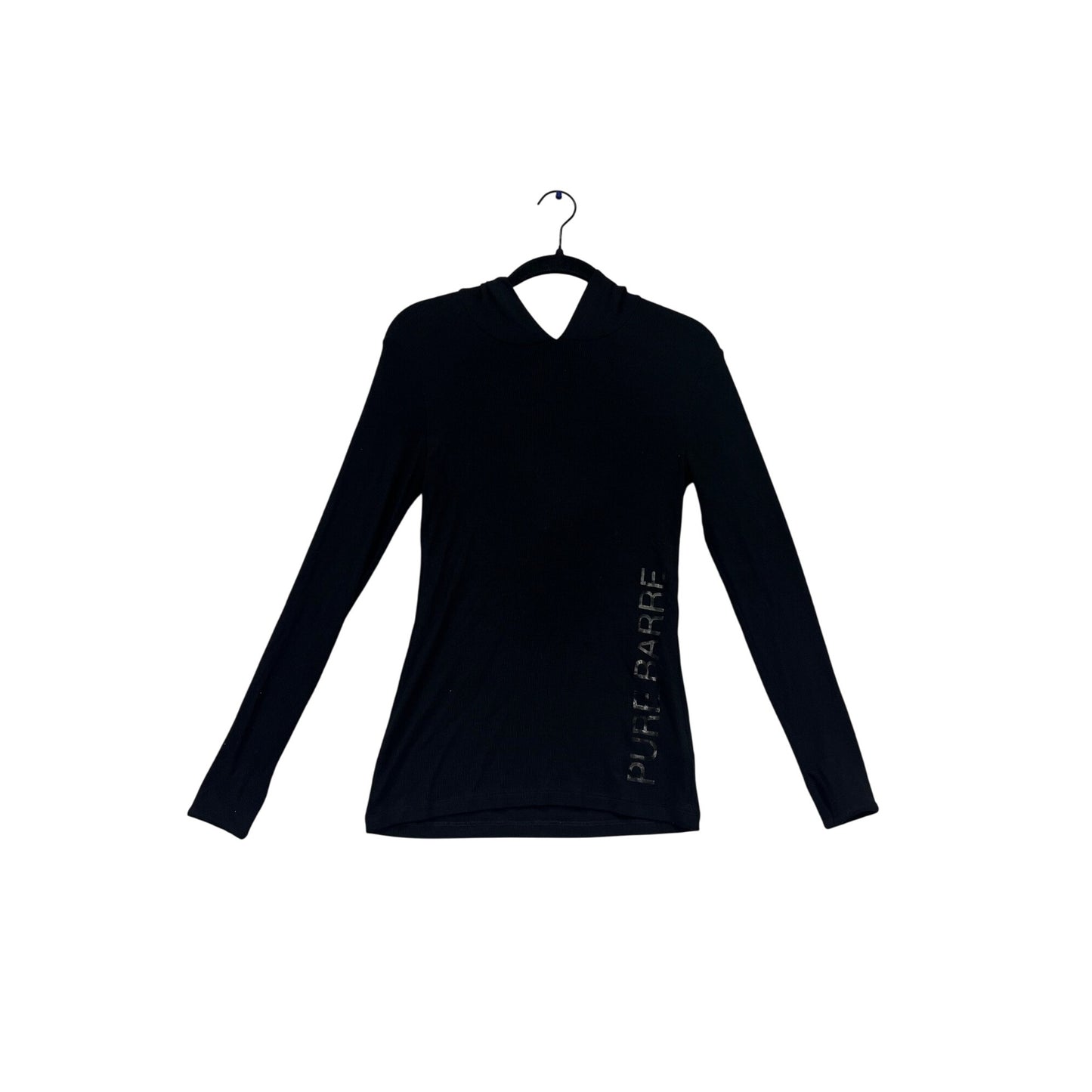 Pure Barre XS Black Long Sleeve Hooded Top #958A