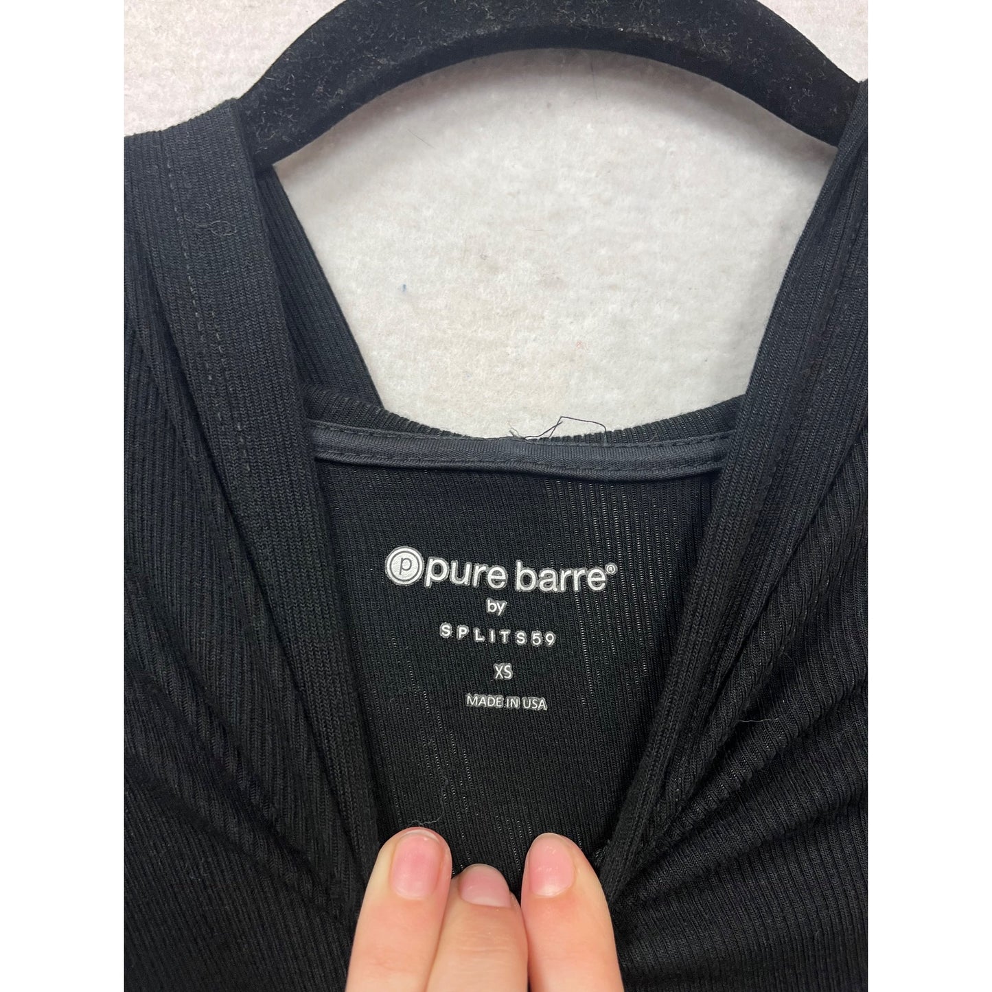 Pure Barre XS Black Long Sleeve Hooded Top #958A