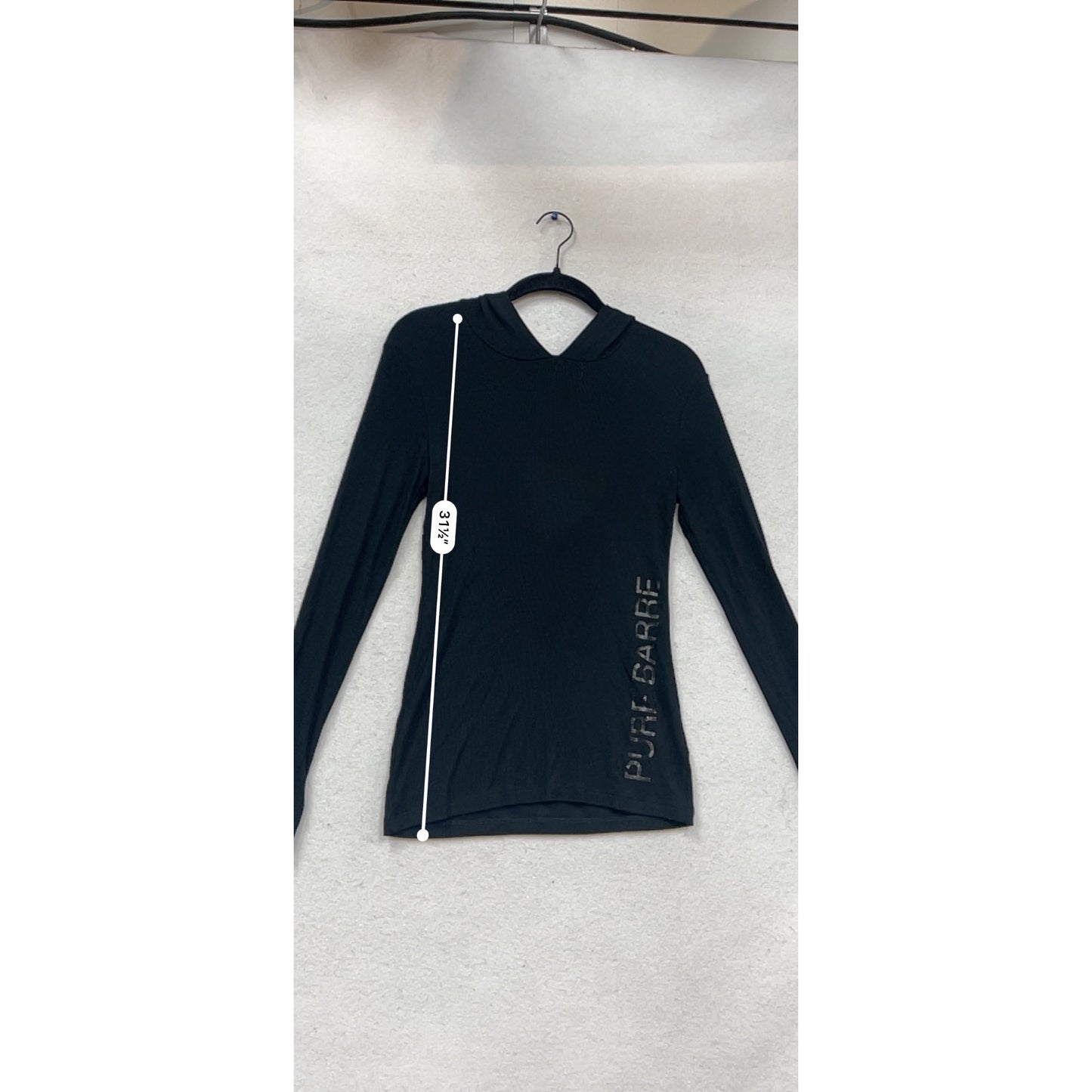 Pure Barre XS Black Long Sleeve Hooded Top #958A