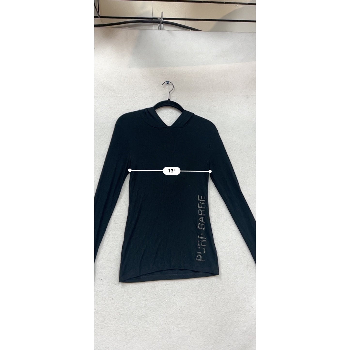 Pure Barre XS Black Long Sleeve Hooded Top #958A