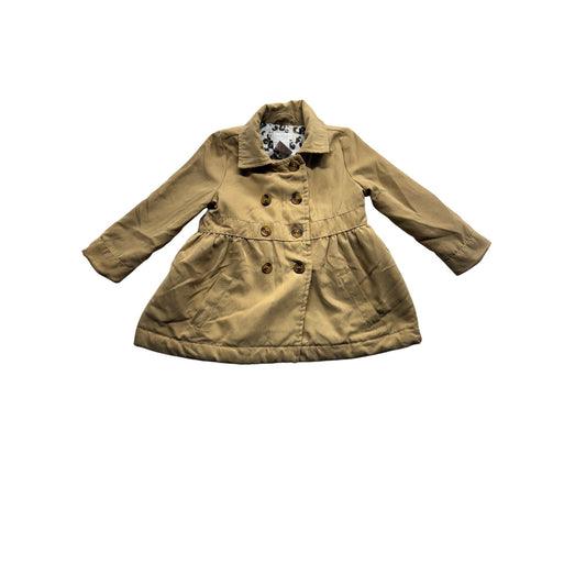 Tahari Infant Girls  Trench Coat With Leopard Print Lining  12M  Tan #7986