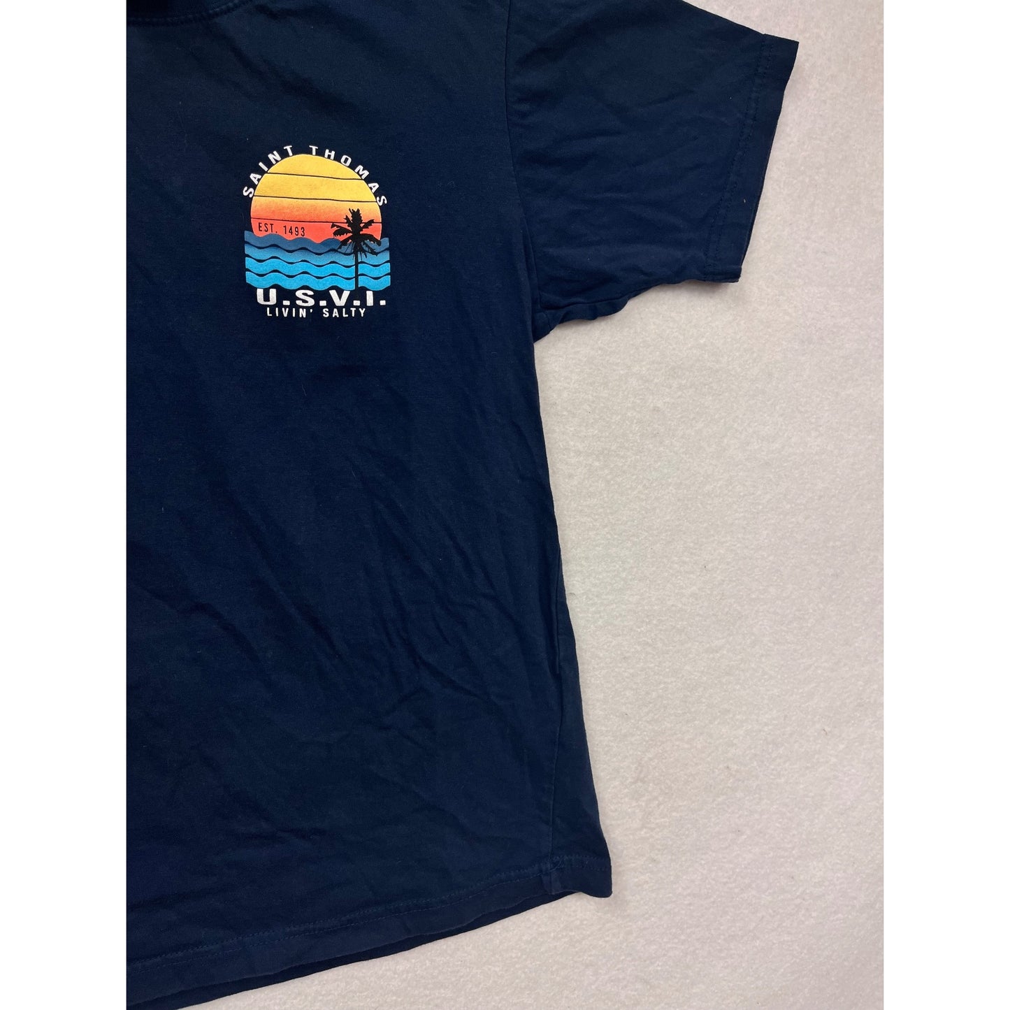 Saint Thomas U.S.V.I. Navy T-Shirt Small By Southern Spirit #981A