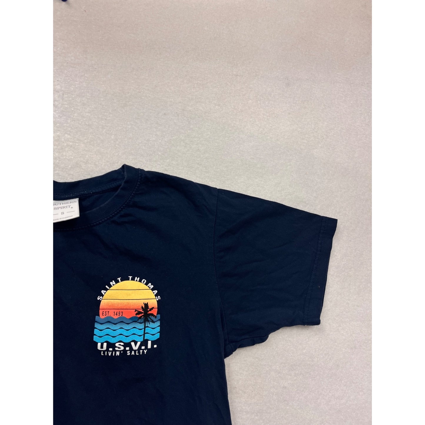Saint Thomas U.S.V.I. Navy T-Shirt Small By Southern Spirit #981A