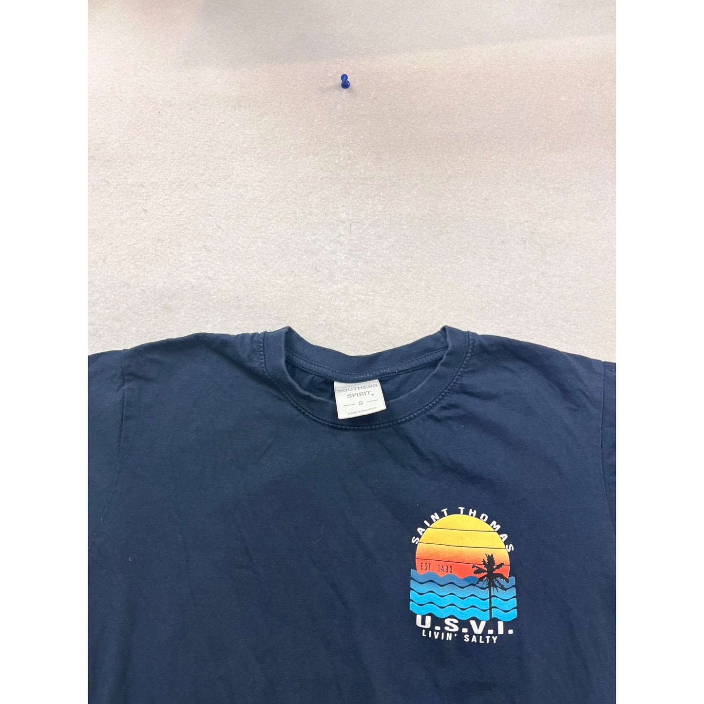 Saint Thomas U.S.V.I. Navy T-Shirt Small By Southern Spirit #981A