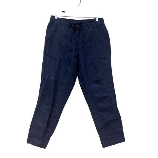 Athleta Navy Blue 100% Linen Drawstring Pants Size 6 #8618