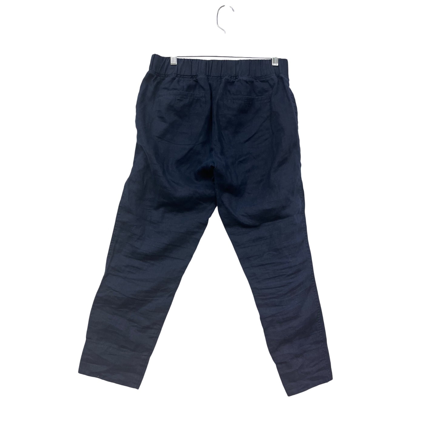 Athleta Navy Blue 100% Linen Drawstring Pants Size 6 #8618