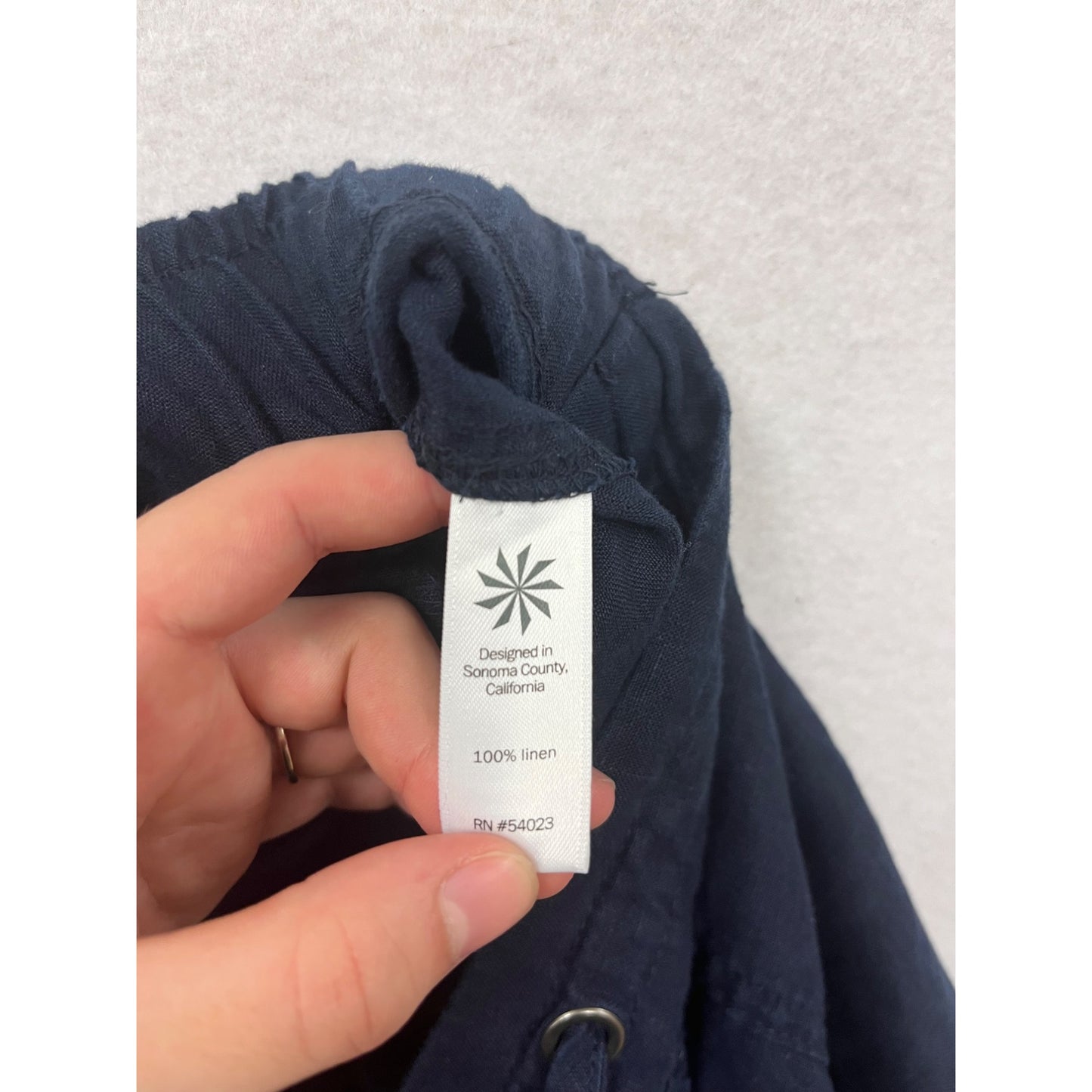 Athleta Navy Blue 100% Linen Drawstring Pants Size 6 #8618