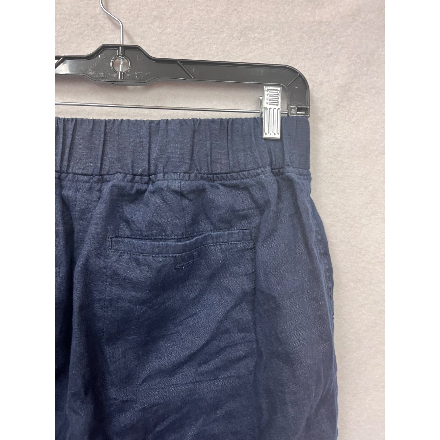 Athleta Navy Blue 100% Linen Drawstring Pants Size 6 #8618