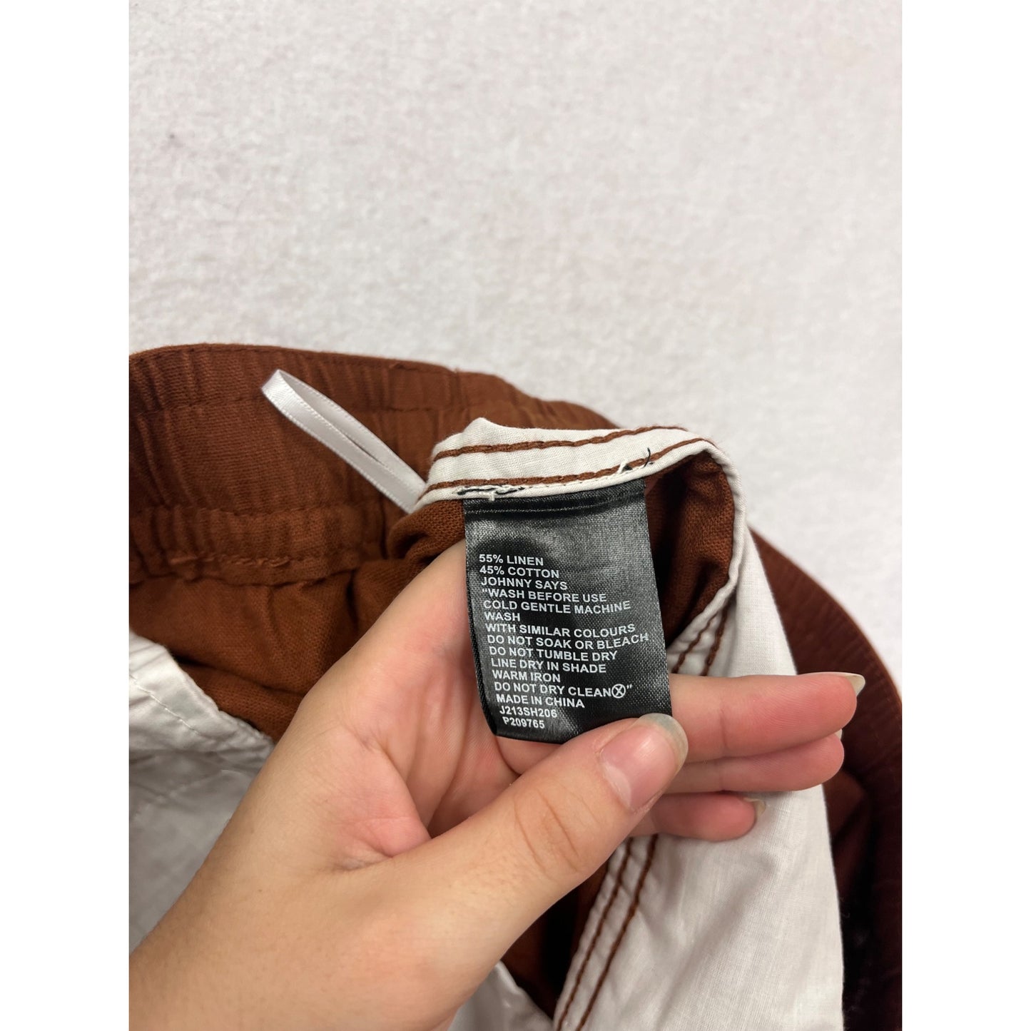 Living Blend Brown Linen Blend Shorts Sz M #716A