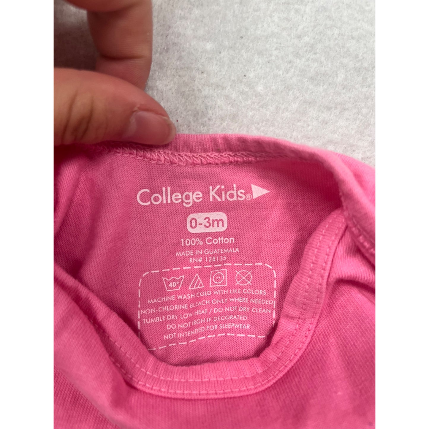 College Kids Pink Baby Romper 0-3M #8861