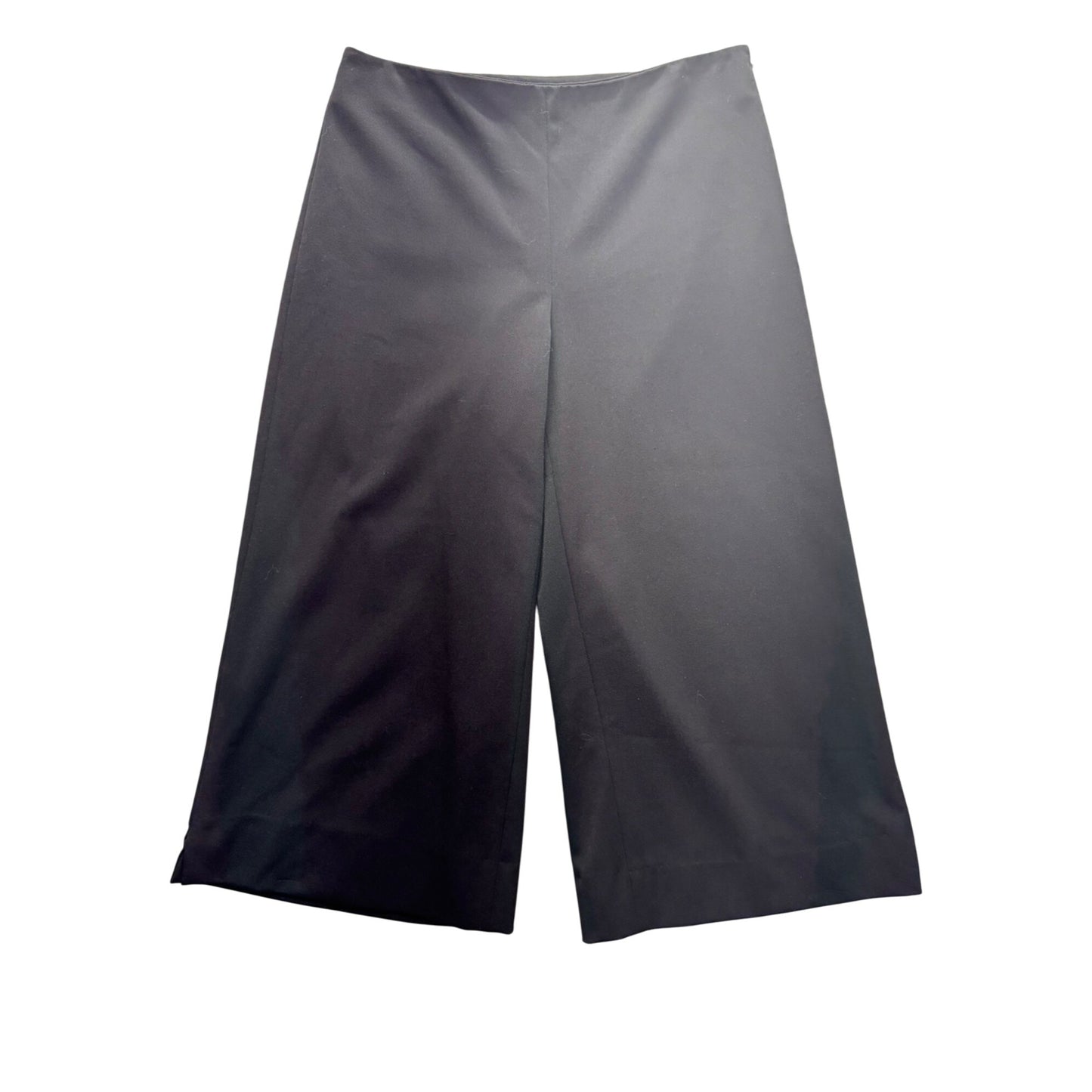 Rafaella Black Wide-Leg Cropped Pants Size 8 Polyester Blend Side Zipper #193B