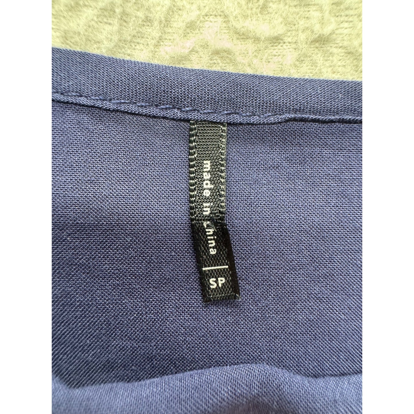 Navy Blue Satin Spaghetti Strap Slip Dress Small Petite 34.5" Length #9363