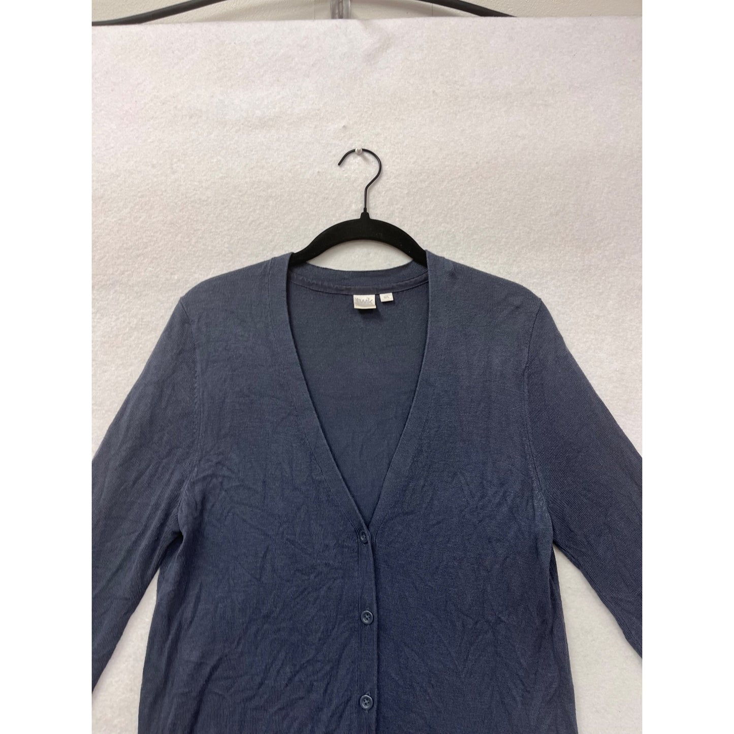 Large Navy Blue Long Button-Up Cardigan By Twik #8680