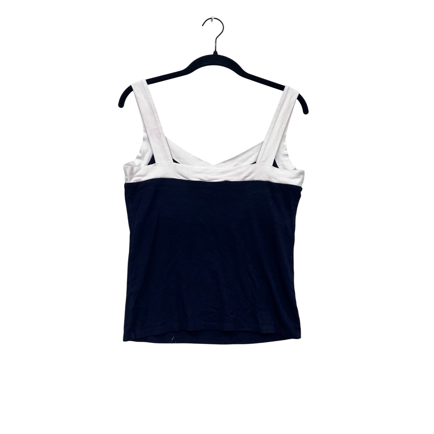 Lauren Ralph Lauren Navy & White Sleeveless V-Neck Top M #360A