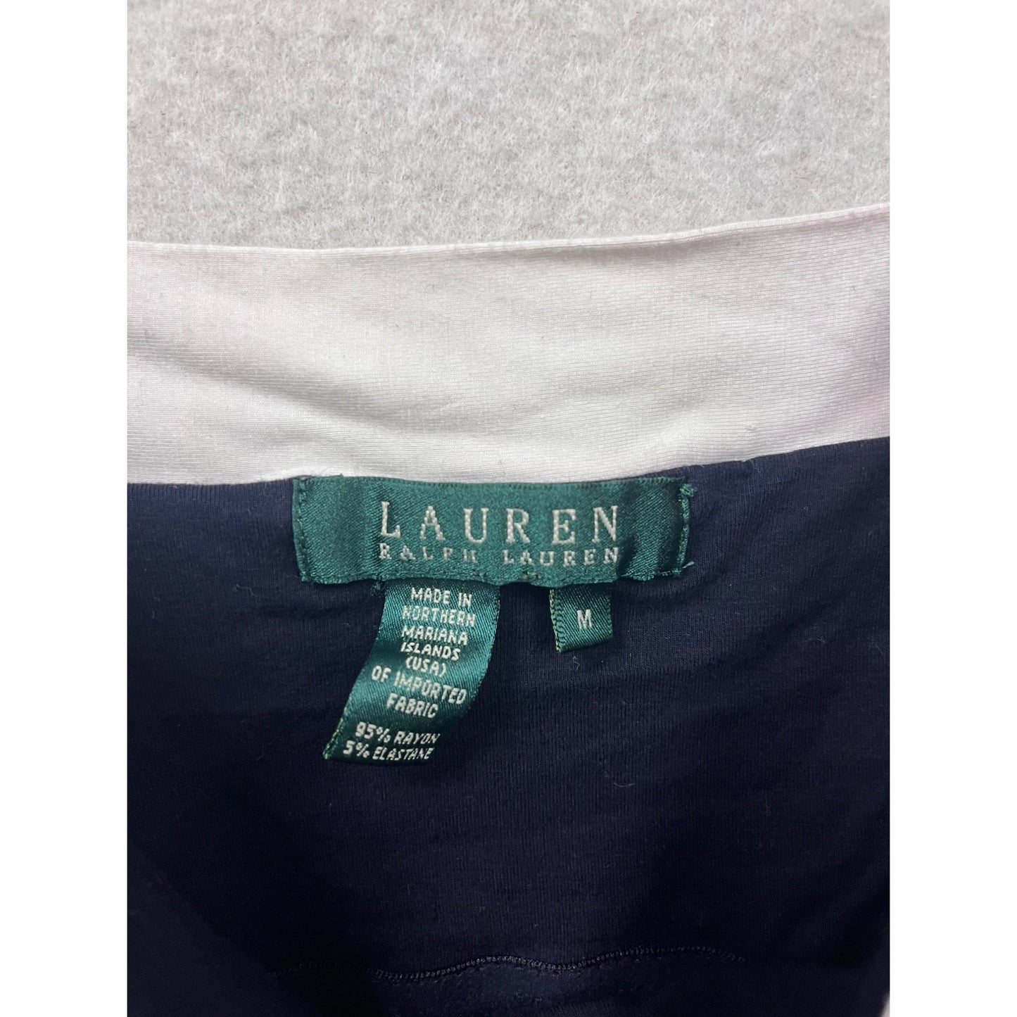 Lauren Ralph Lauren Navy & White Sleeveless V-Neck Top M #360A