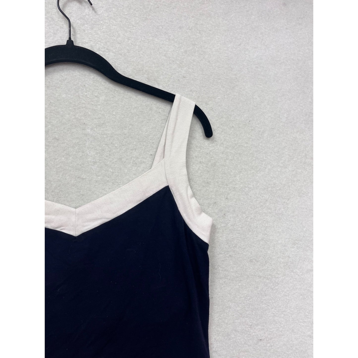 Lauren Ralph Lauren Navy & White Sleeveless V-Neck Top M #360A