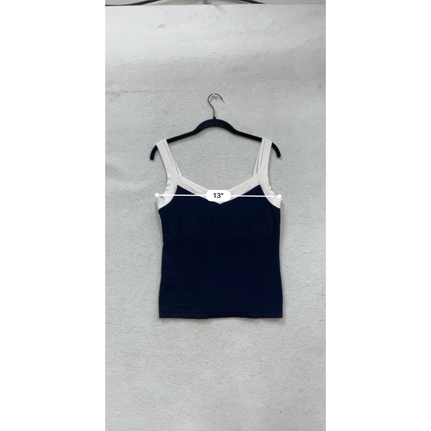 Lauren Ralph Lauren Navy & White Sleeveless V-Neck Top M #360A