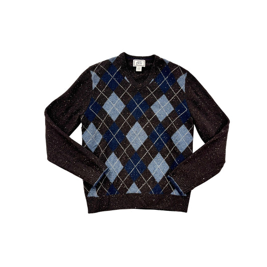 JOS. A. Bank Brown & Blue Argyle Wool Blend Sweater Medium #8824