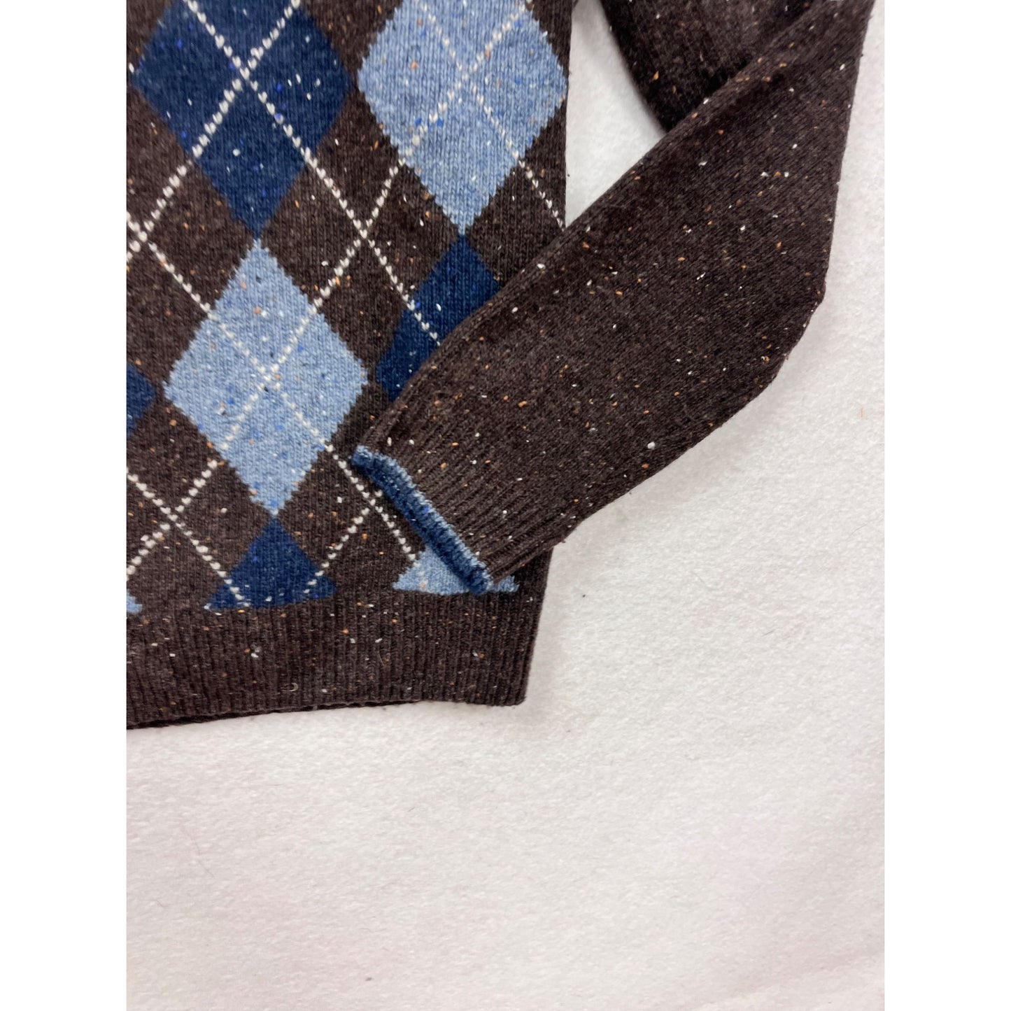 JOS. A. Bank Brown & Blue Argyle Wool Blend Sweater Medium #8824