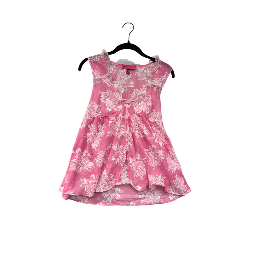 Betsey Johnson Intimates Pink & White Floral Sleeveless Babydoll Top M #8983