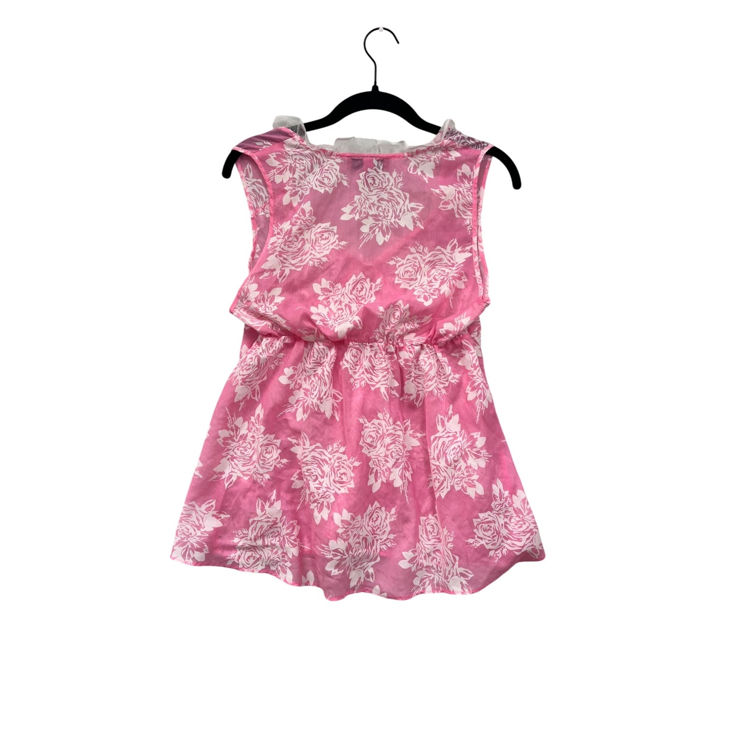 Betsey Johnson Intimates Pink & White Floral Sleeveless Babydoll Top M #8983