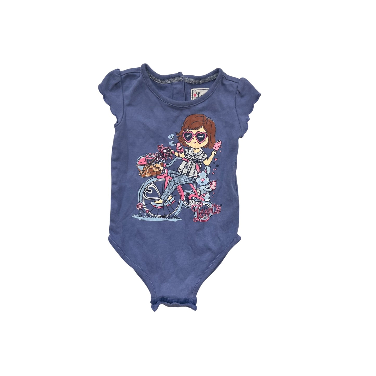 Levi’s Baby Blue Bodysuit 6/9M With Ruffled Sleeves #8603