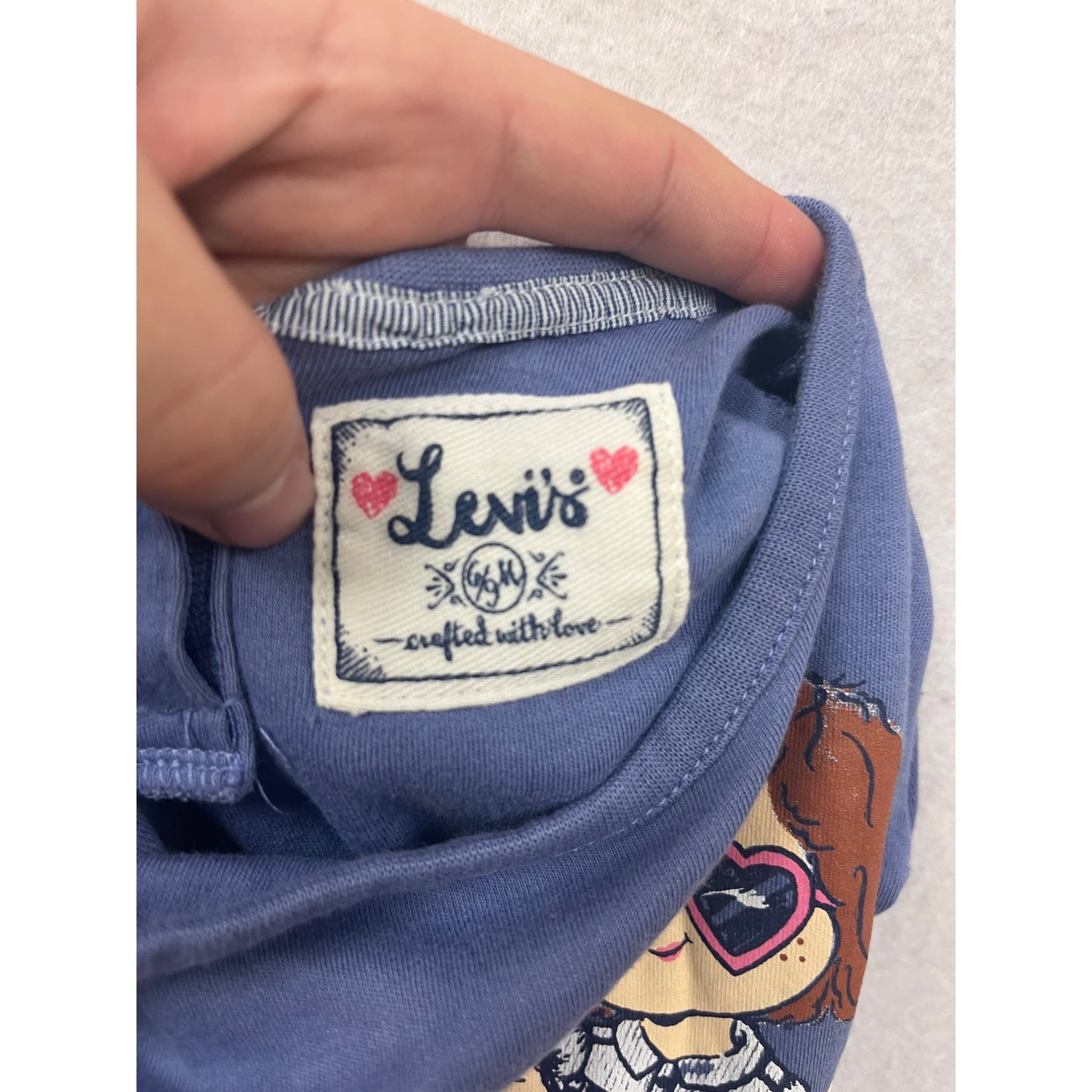 Levi’s Baby Blue Bodysuit 6/9M With Ruffled Sleeves #8603