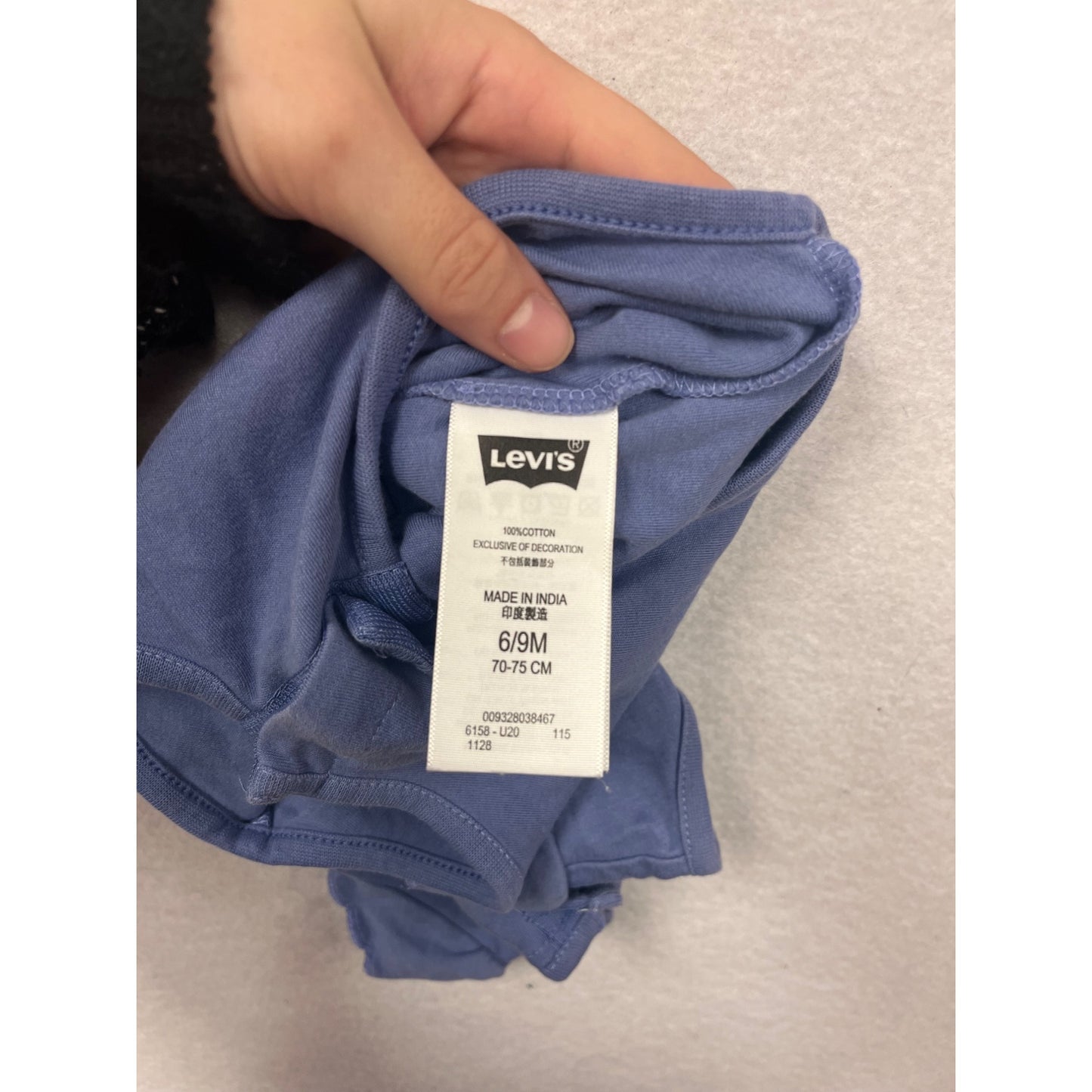 Levi’s Baby Blue Bodysuit 6/9M With Ruffled Sleeves #8603