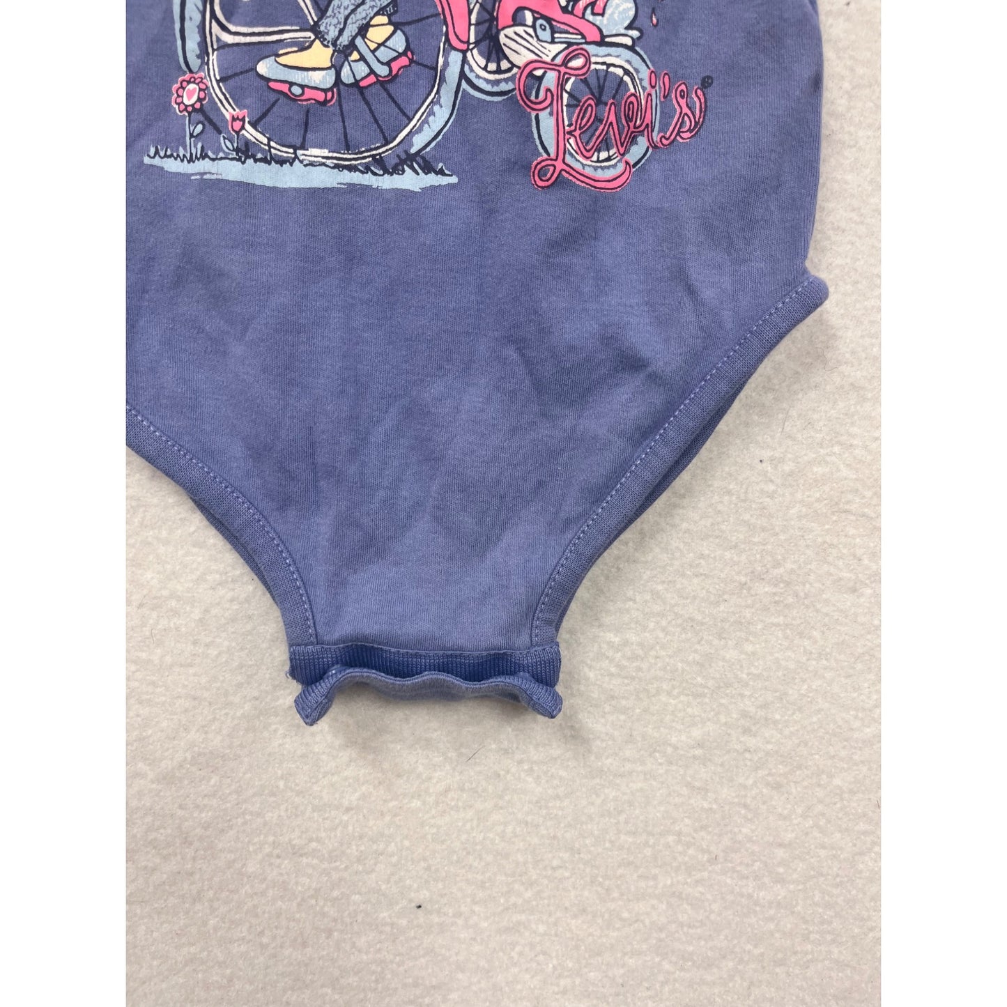 Levi’s Baby Blue Bodysuit 6/9M With Ruffled Sleeves #8603