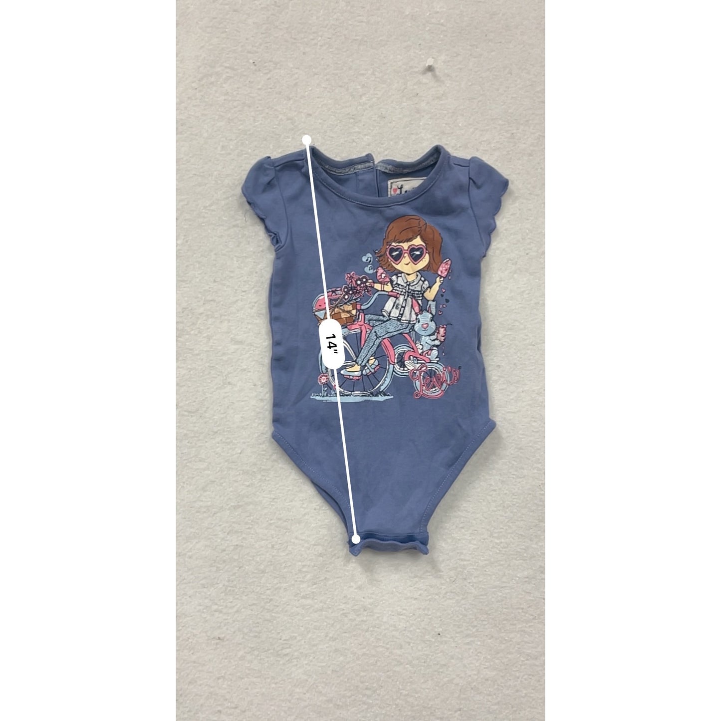 Levi’s Baby Blue Bodysuit 6/9M With Ruffled Sleeves #8603