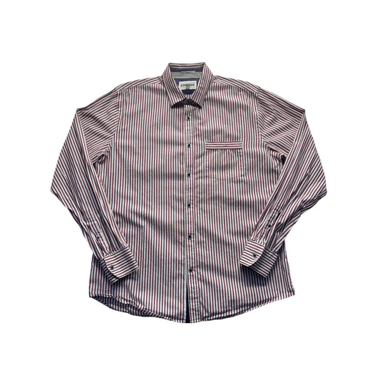 Striped Long Sleeve Button-Down Shirt Size L Cotton #9979