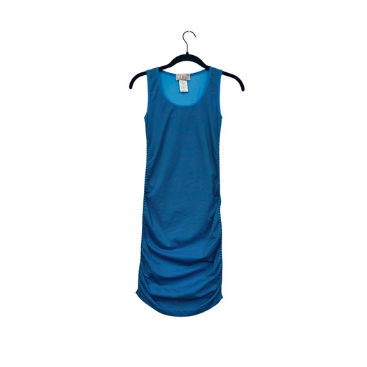 F&F Womens Striped Ruched Tank Dress In Bright Blue Athletic One Size #8013