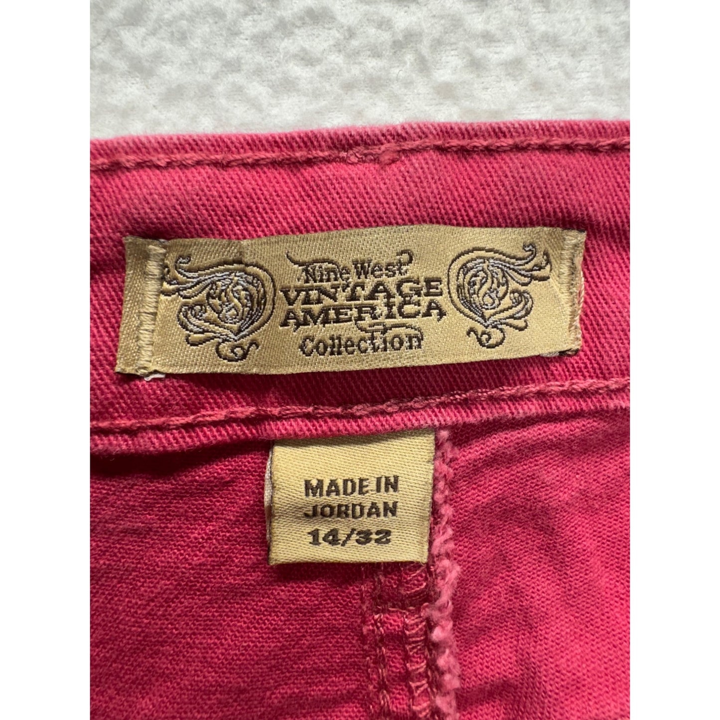 Nine West Vintage America Matchstick Skinny Pants Red Size 14 32" Inseam #9253