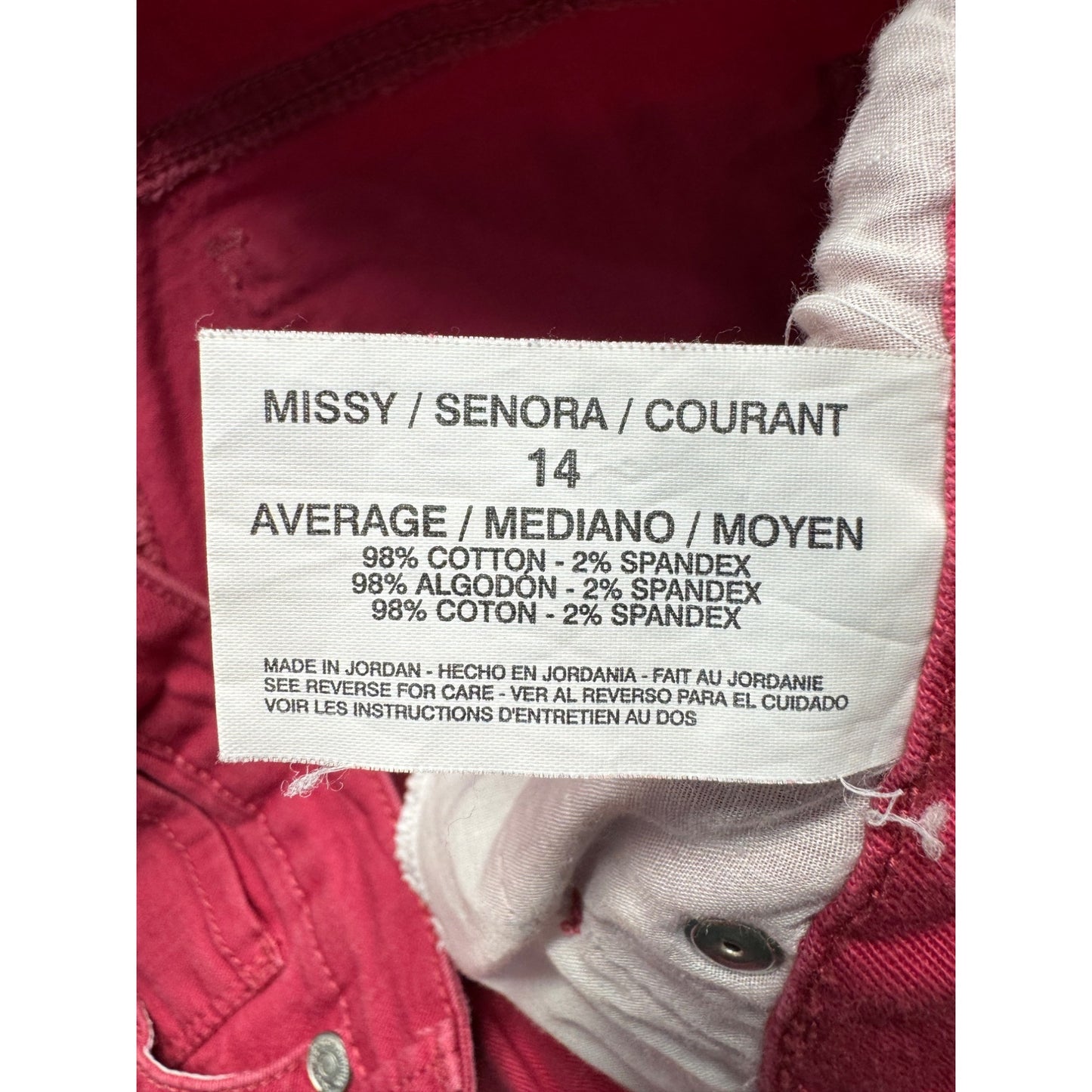 Nine West Vintage America Matchstick Skinny Pants Red Size 14 32" Inseam #9253