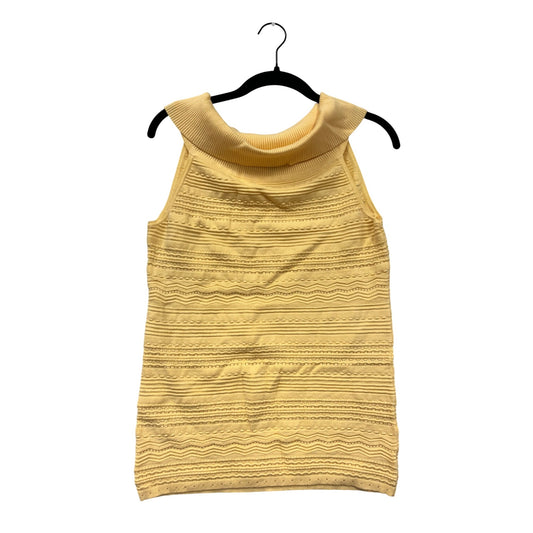 Yellow Sleeveless Textured Knit Cowl Neck Top Womens Medium #6628