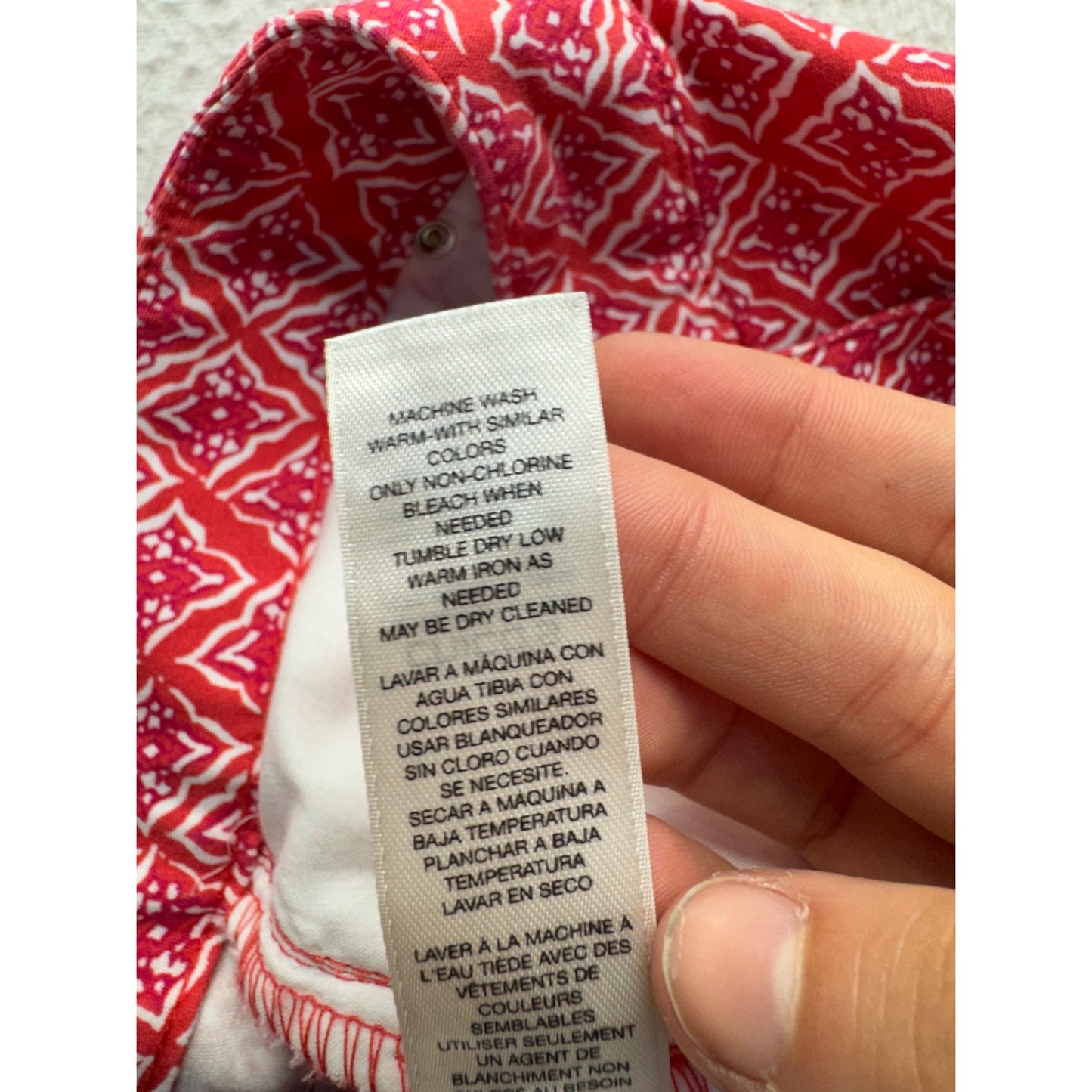 Chicos Red Geometric Print Cotton-Blend Cropped Pants Size 0 Inseam 33 In #9251